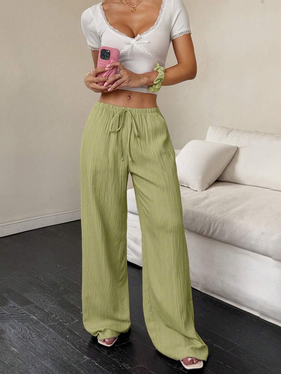 Flirla Casual | Versatile Solid Colour Wide-Leg Pants