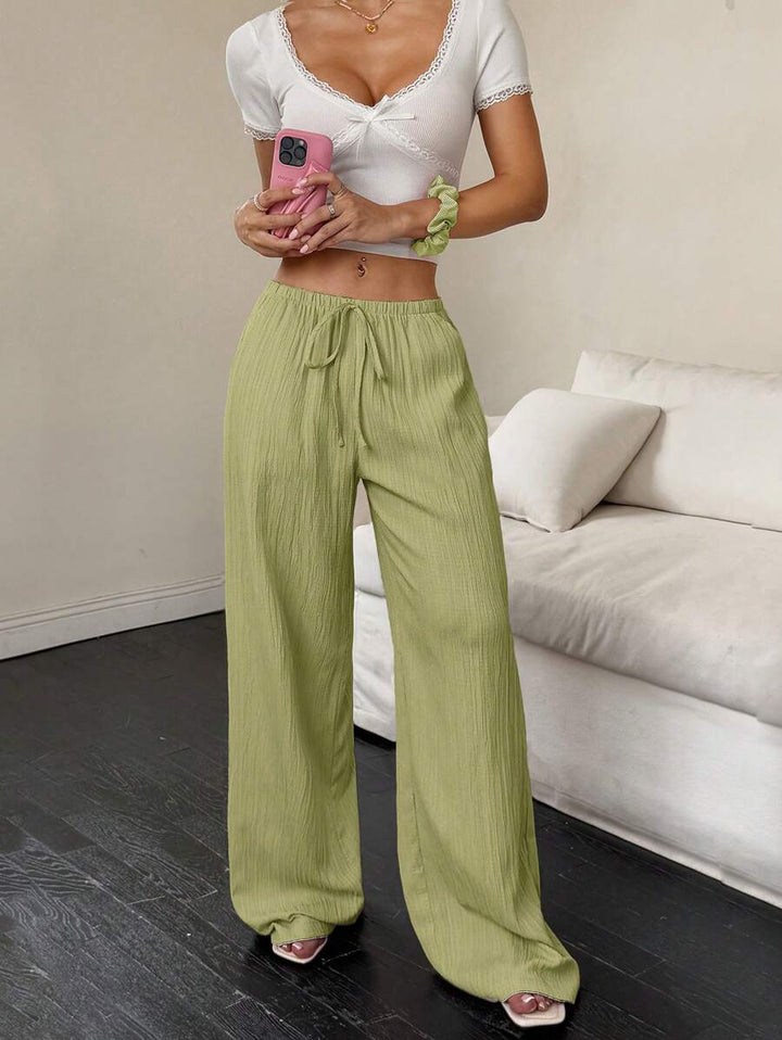 Flirla Casual | Versatile Solid Colour Wide-Leg Pants
