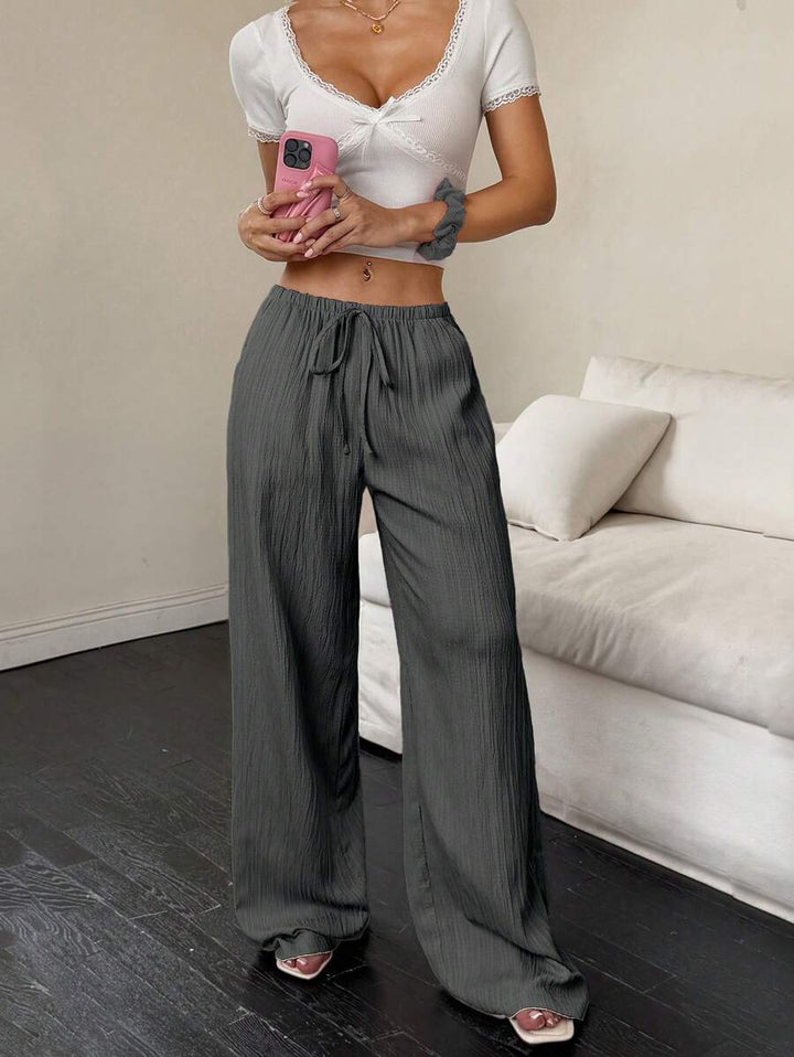 Flirla Casual | Versatile Solid Colour Wide-Leg Pants
