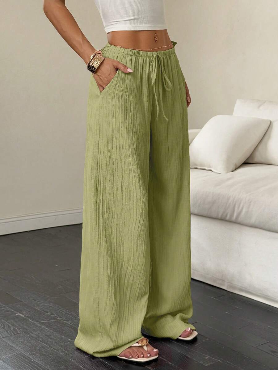 Flirla Casual | Versatile Solid Colour Wide-Leg Pants