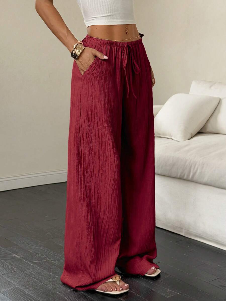 Flirla Casual | Versatile Solid Colour Wide-Leg Pants