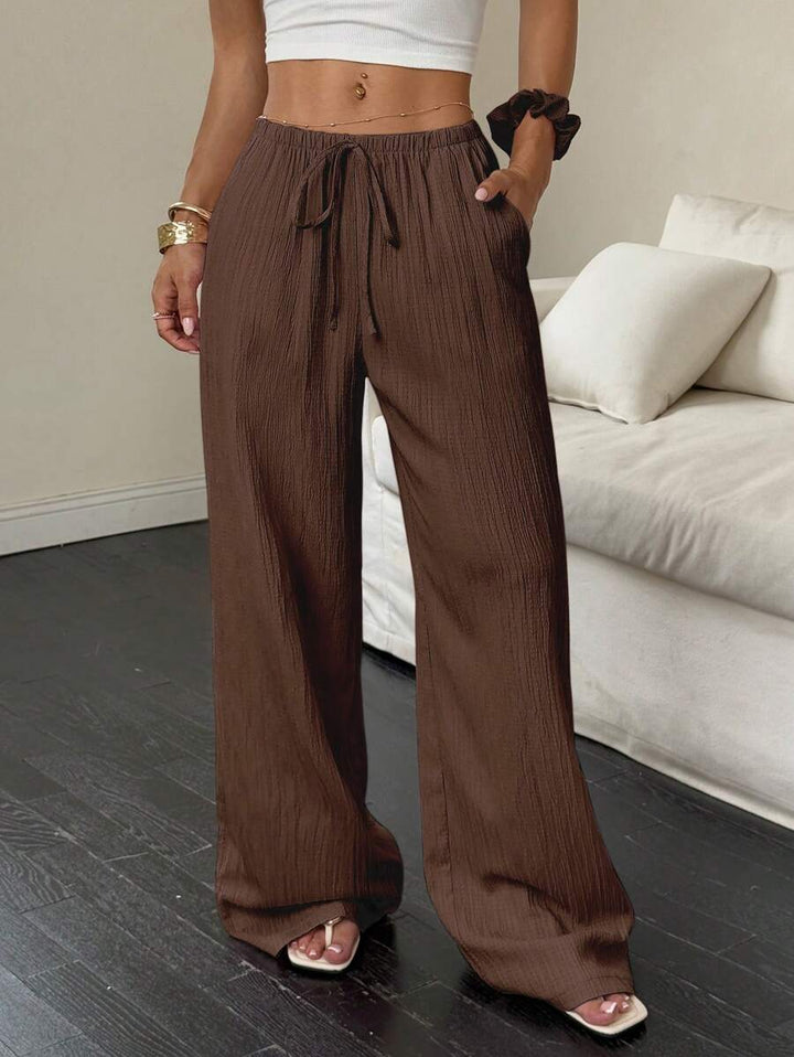 Flirla Casual | Versatile Solid Colour Wide-Leg Pants