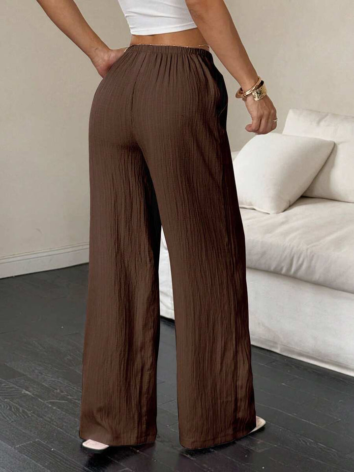 Flirla Casual | Versatile Solid Colour Wide-Leg Pants