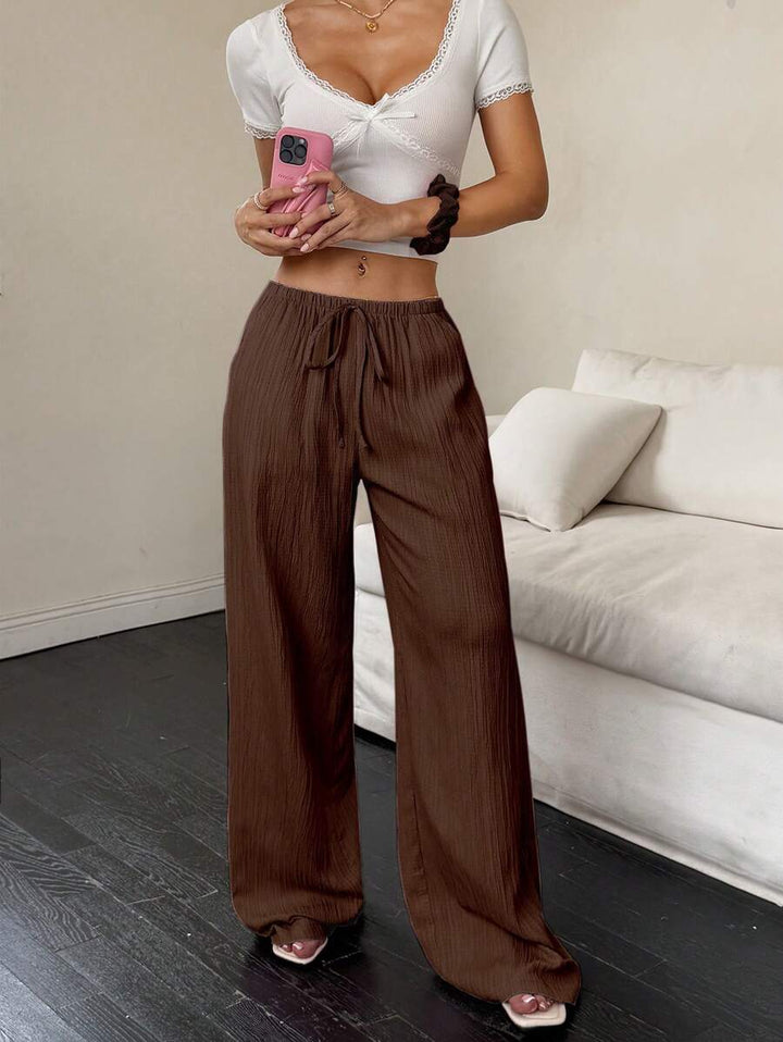 Flirla Casual | Versatile Solid Colour Wide-Leg Pants