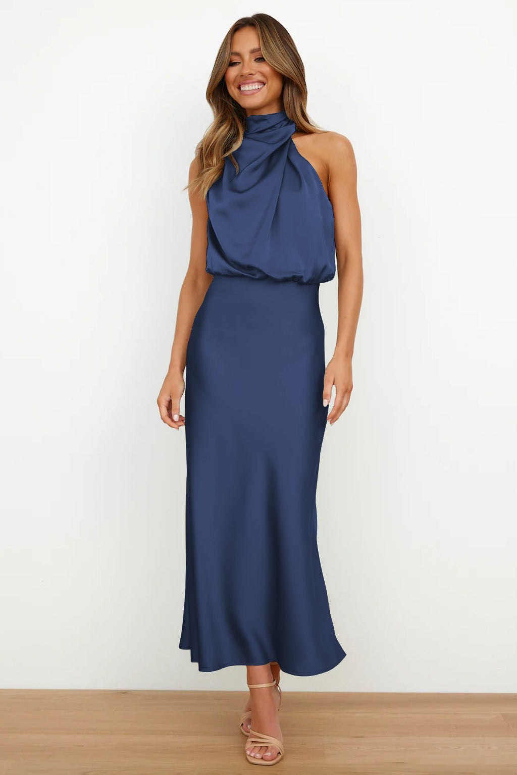 Elise | Elegant Satin Halter Dress