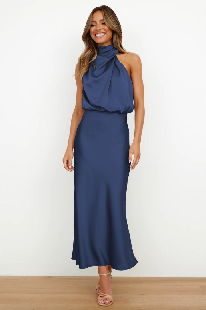 Elise | Elegant Satin Halter Dress