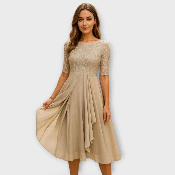 Martyna | Midi dress with lace sleeves