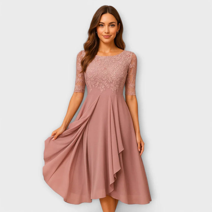 Martyna | Midi dress with lace sleeves