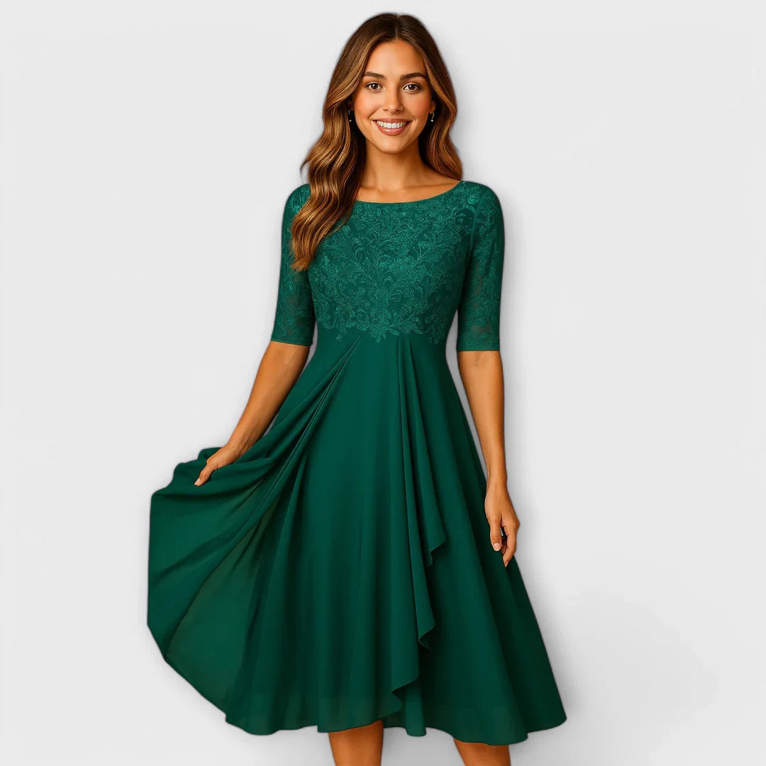 Martyna | Midi dress with lace sleeves