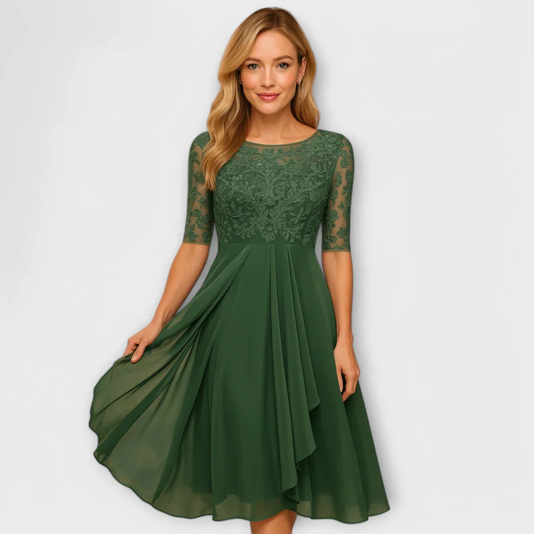 Martyna | Midi dress with lace sleeves