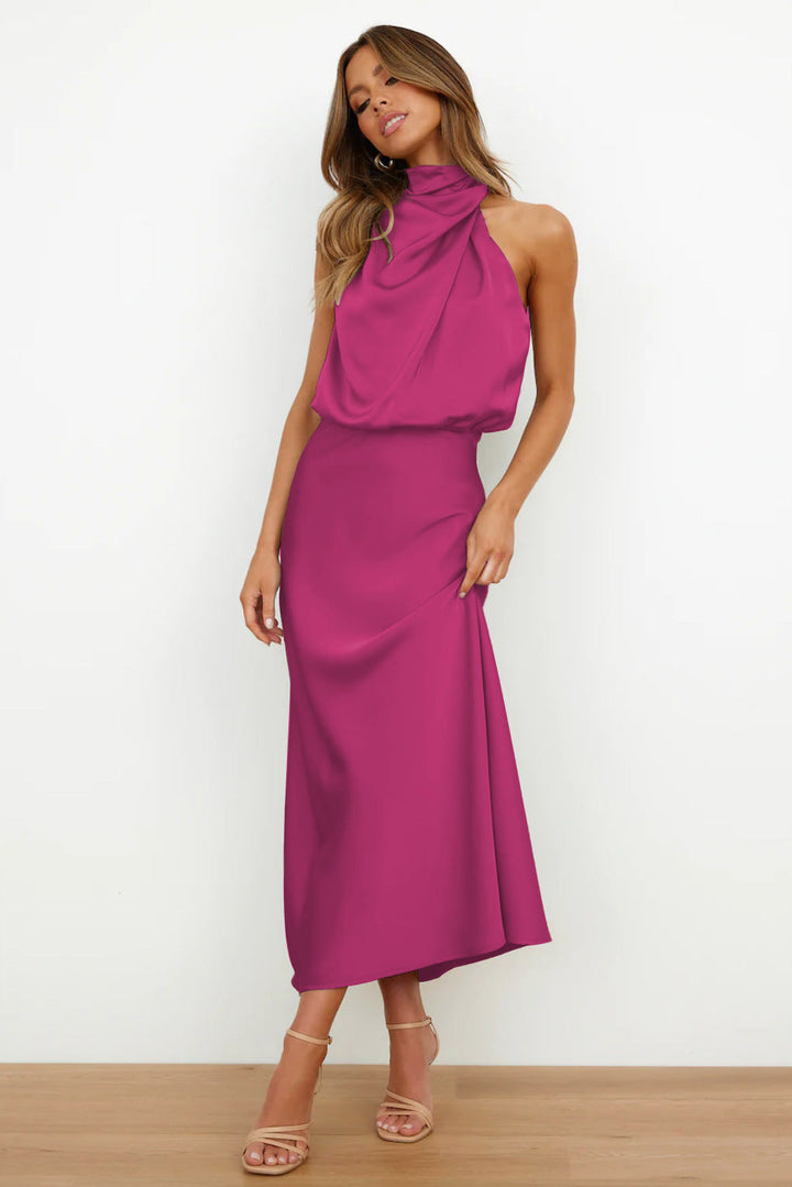 Elise | Elegant Satin Halter Dress