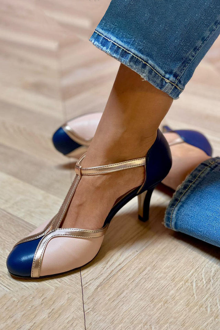 Alessia | Colorful T-Strap Heels with a Round Toe