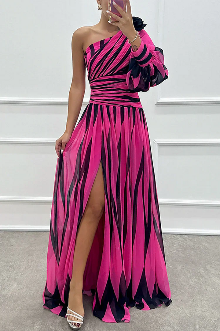 Shiloh | One-Shoulder Maxi Dress with Stripes