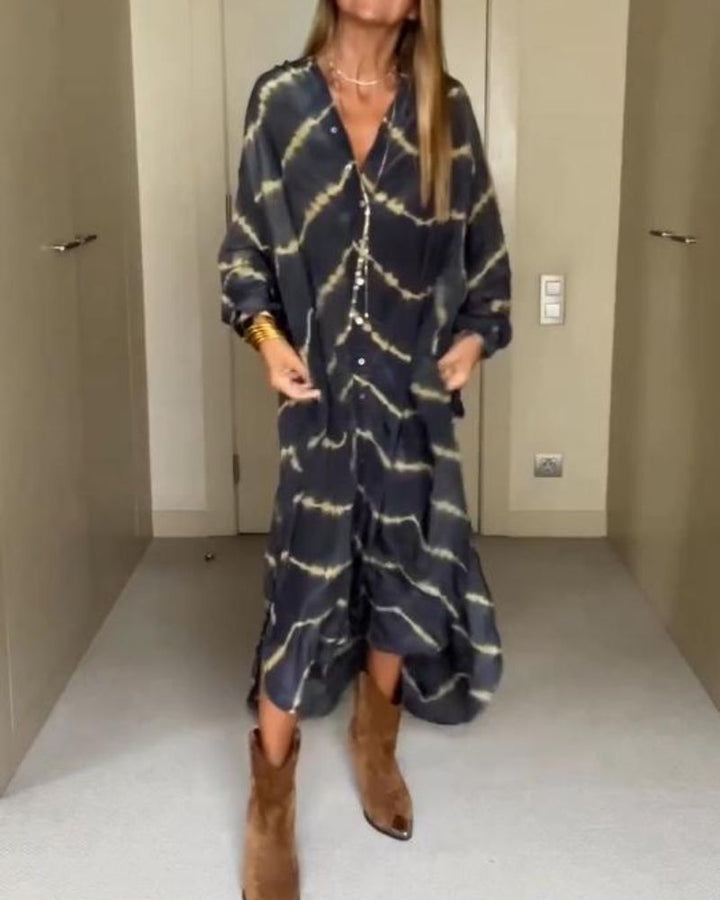 BOMEA | Boho Striped Long-Sleeve Dress
