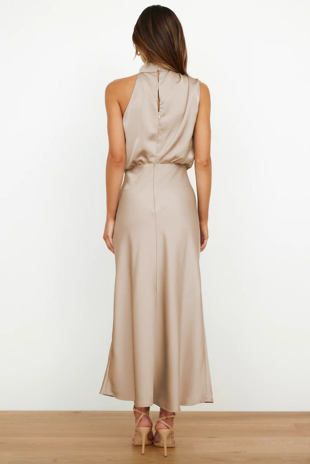 Elise | Elegant Satin Halter Dress