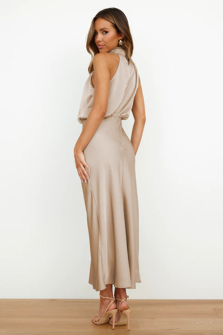 Elise | Elegant Satin Halter Dress
