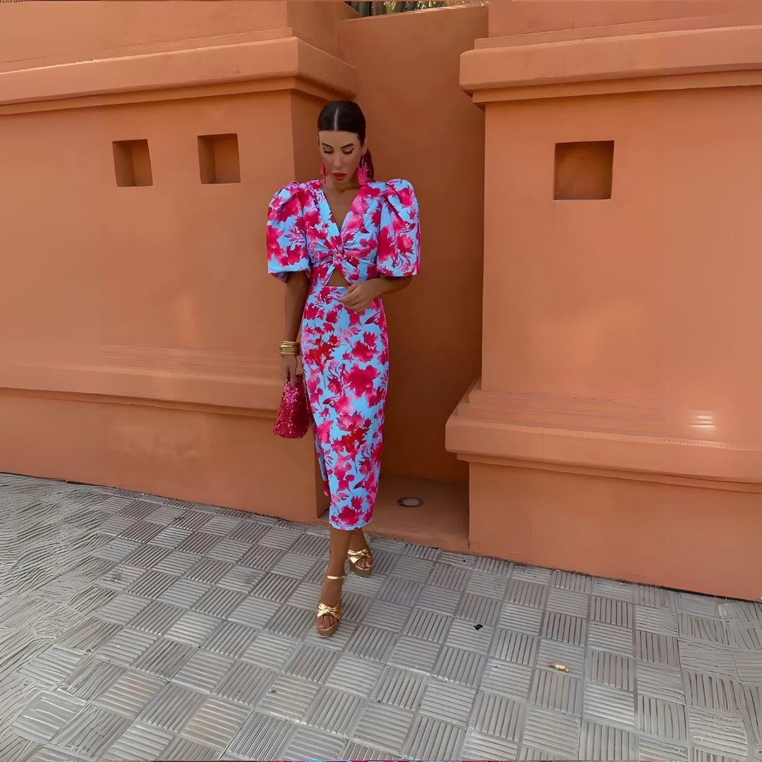 Alexandra | Puff Sleeve Dress in Bold Colors