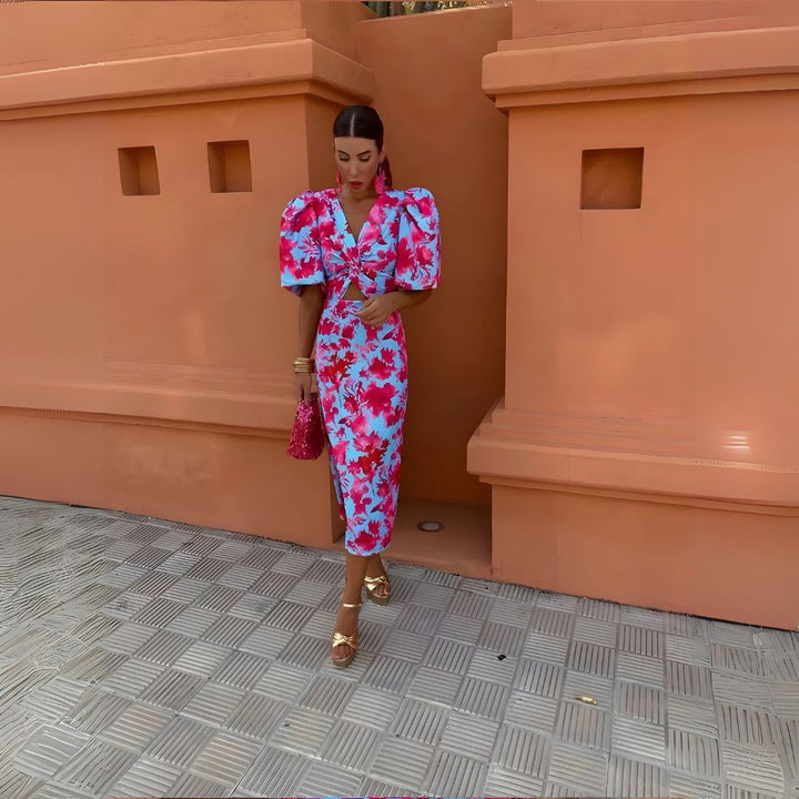 Alexandra | Puff Sleeve Dress in Bold Colors