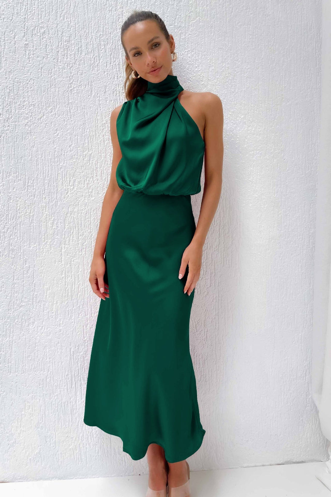Elise | Elegant Satin Halter Dress