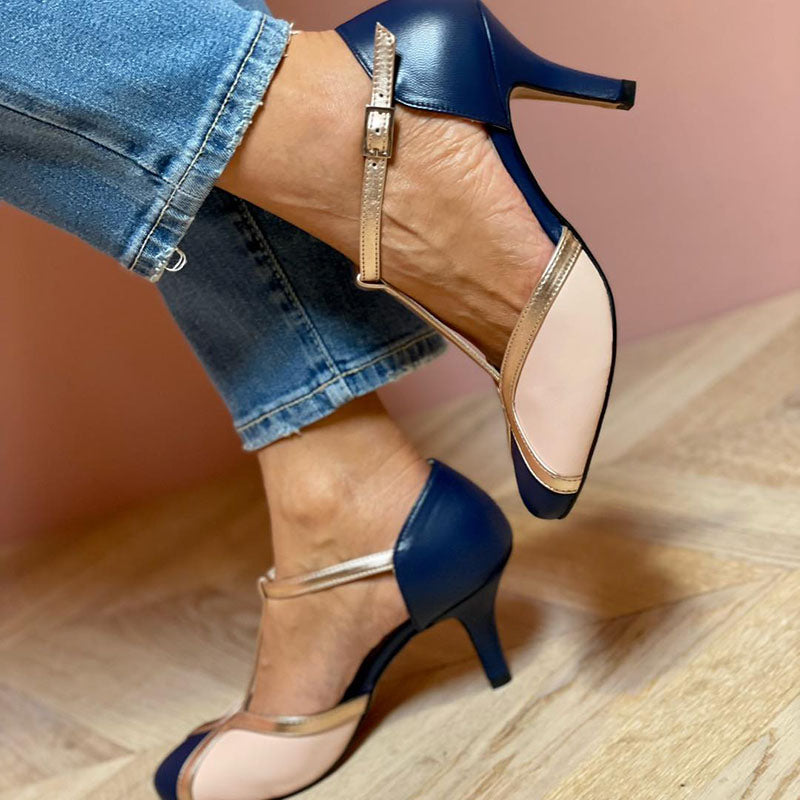 Alessia | Colorful T-Strap Heels with a Round Toe