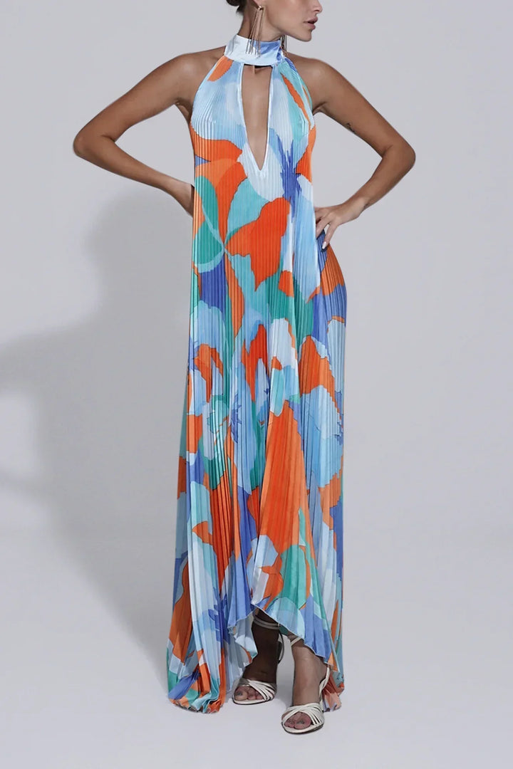 Shalia | Alluring Maxi Dress with Halter Neck and Ruffles