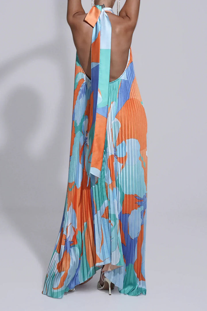 Shalia | Alluring Maxi Dress with Halter Neck and Ruffles