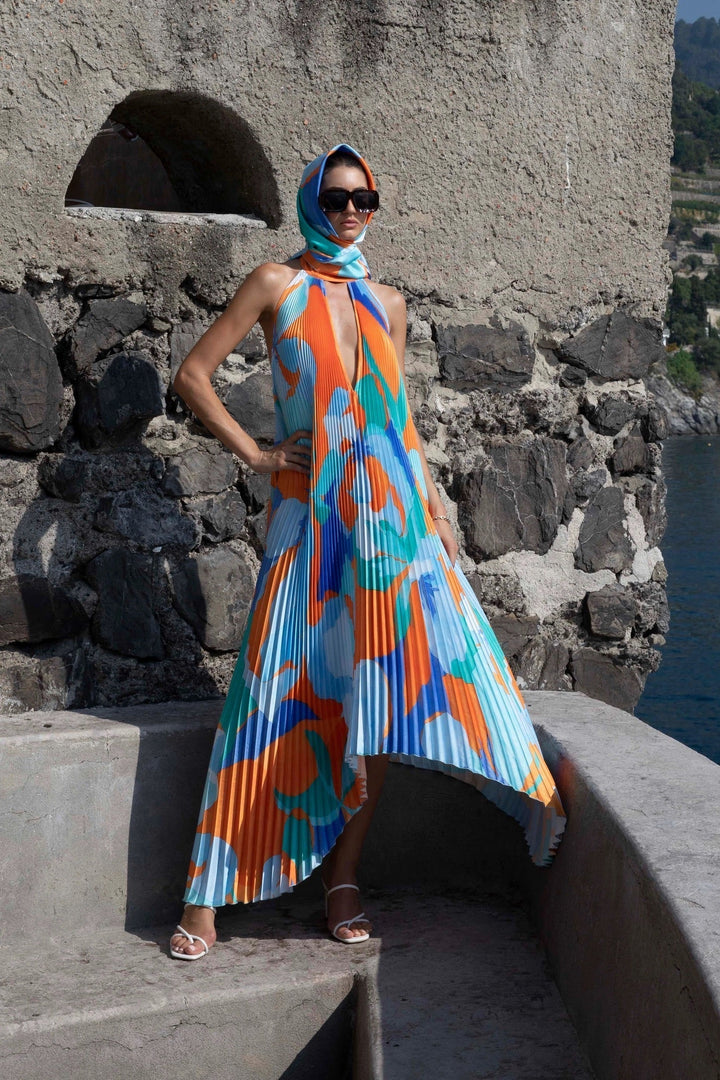 Shalia | Alluring Maxi Dress with Halter Neck and Ruffles