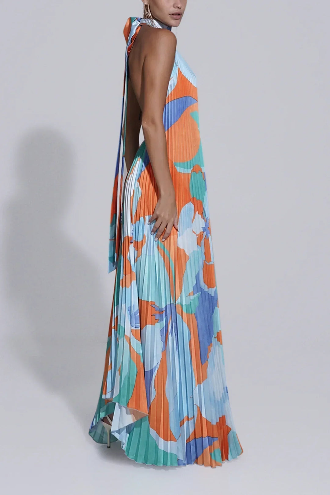 Shalia | Alluring Maxi Dress with Halter Neck and Ruffles