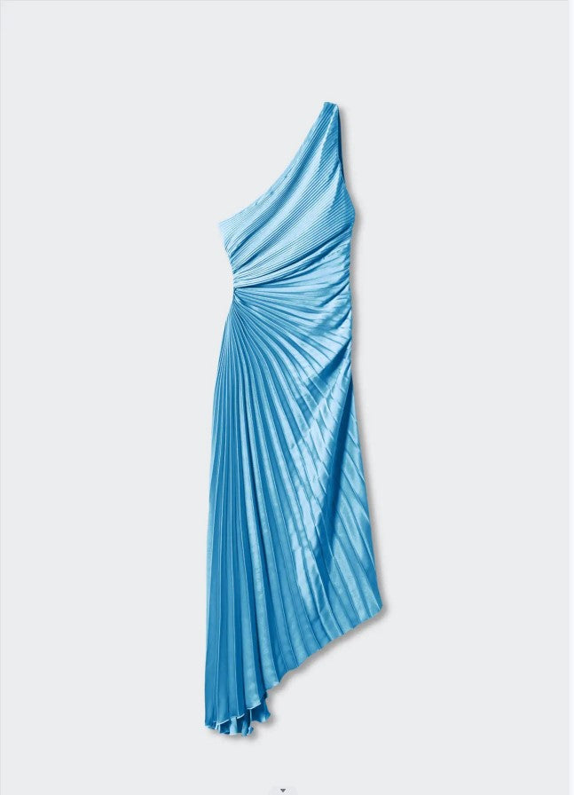Sylviana | One-Shoulder Pleated Midi Dress