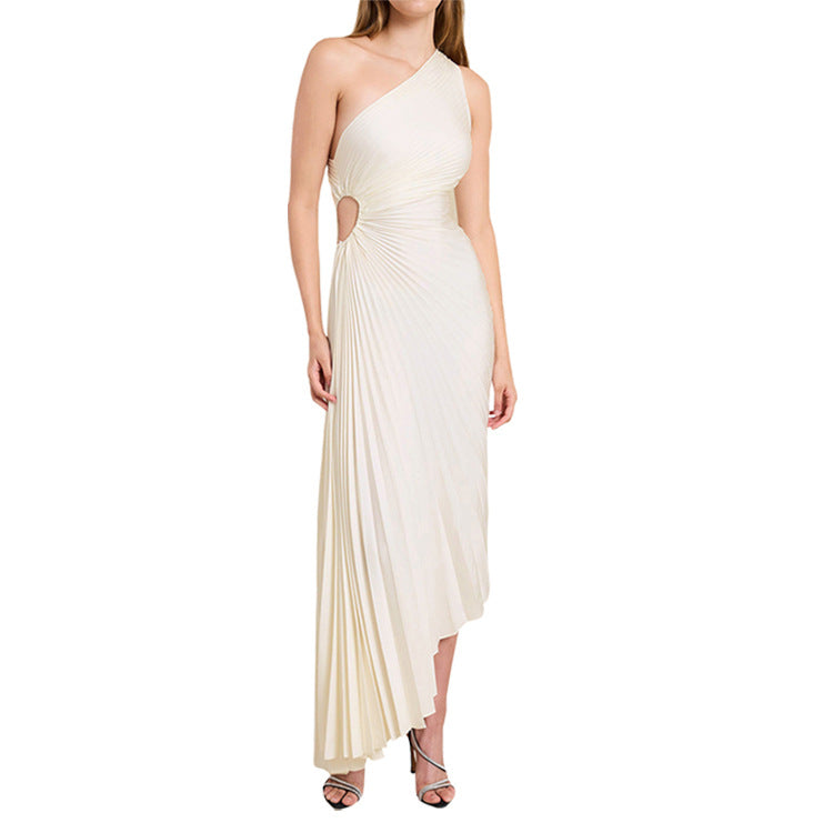 Sylviana | One-Shoulder Pleated Midi Dress
