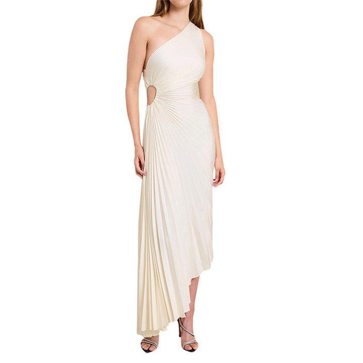 Sylviana | One-Shoulder Pleated Midi Dress