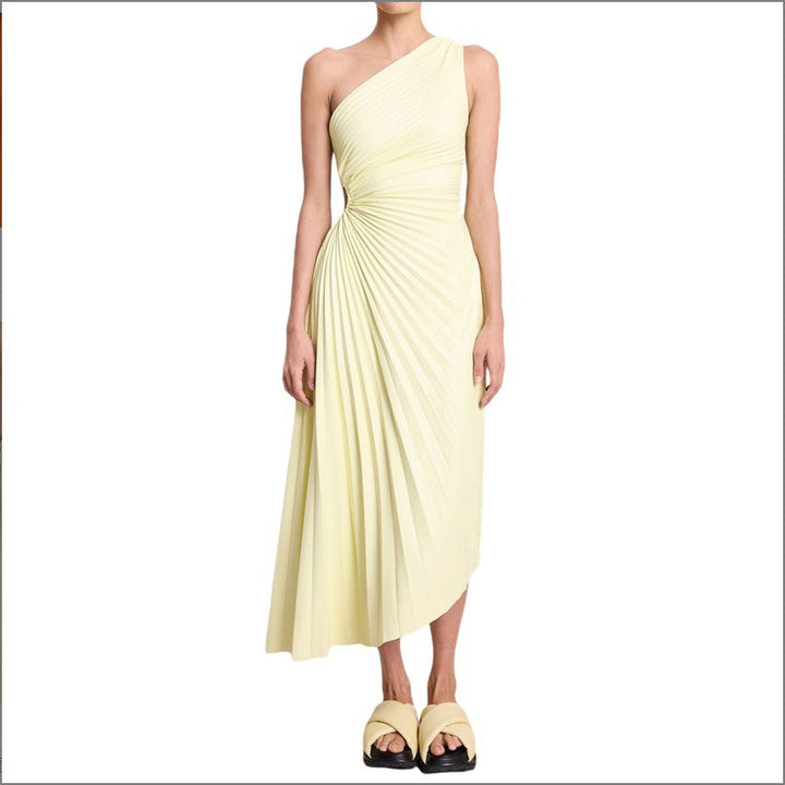 Sylviana | One-Shoulder Pleated Midi Dress