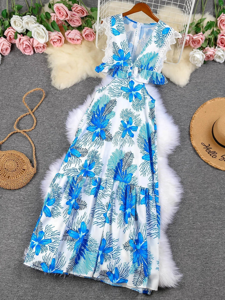 Margie | Fashionable Maxi Sleeveless Dress with Lace