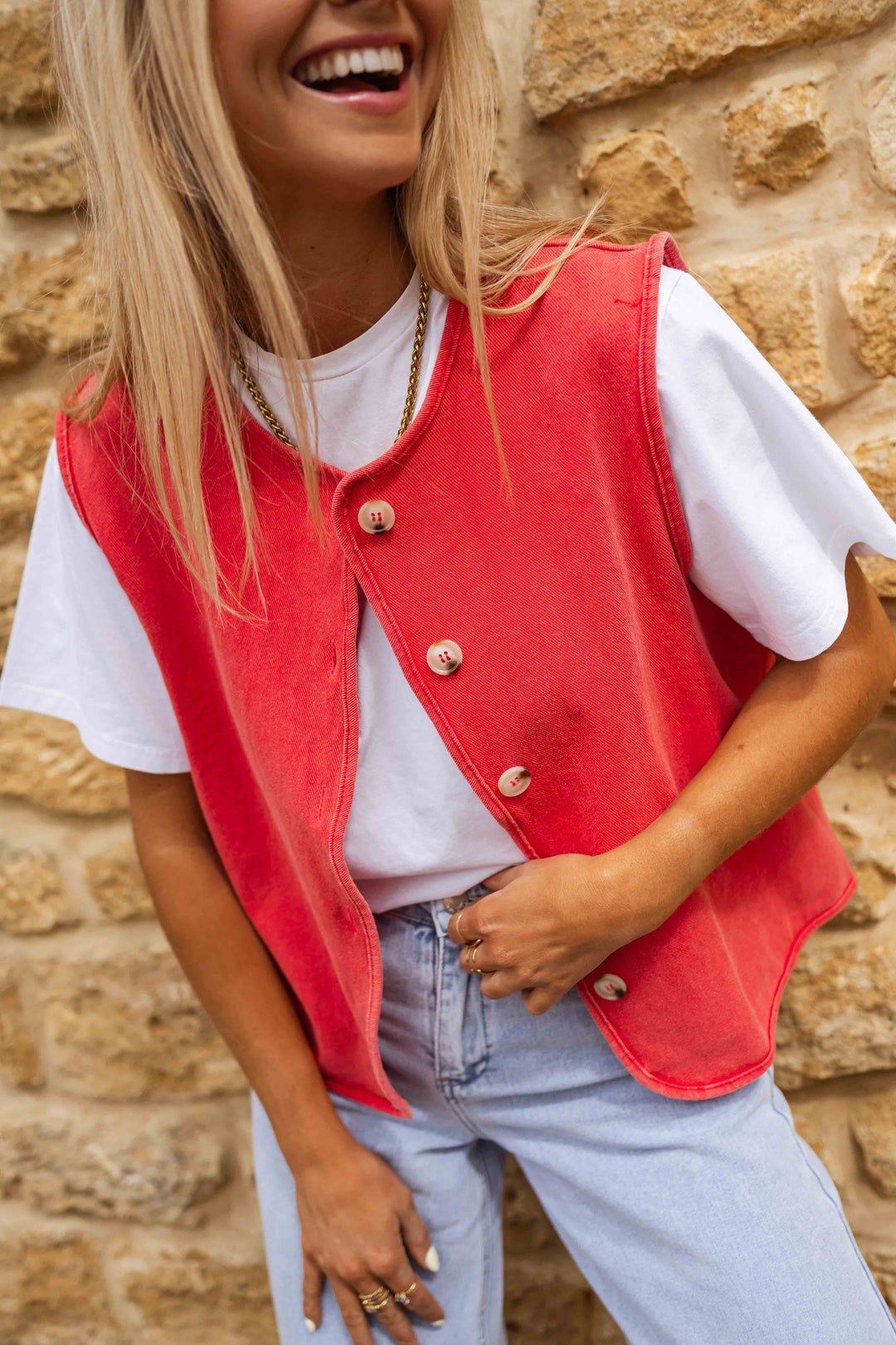 Elyzia | Gilet d'été en tissu texturé