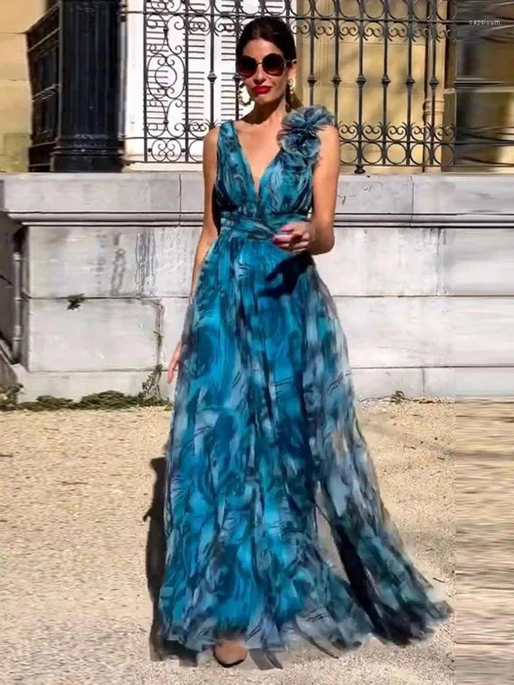Lorena | Elegant Sleeveless Floral Maxi Dress