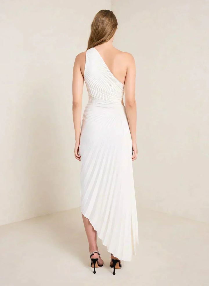 Sylviana | One-Shoulder Pleated Midi Dress