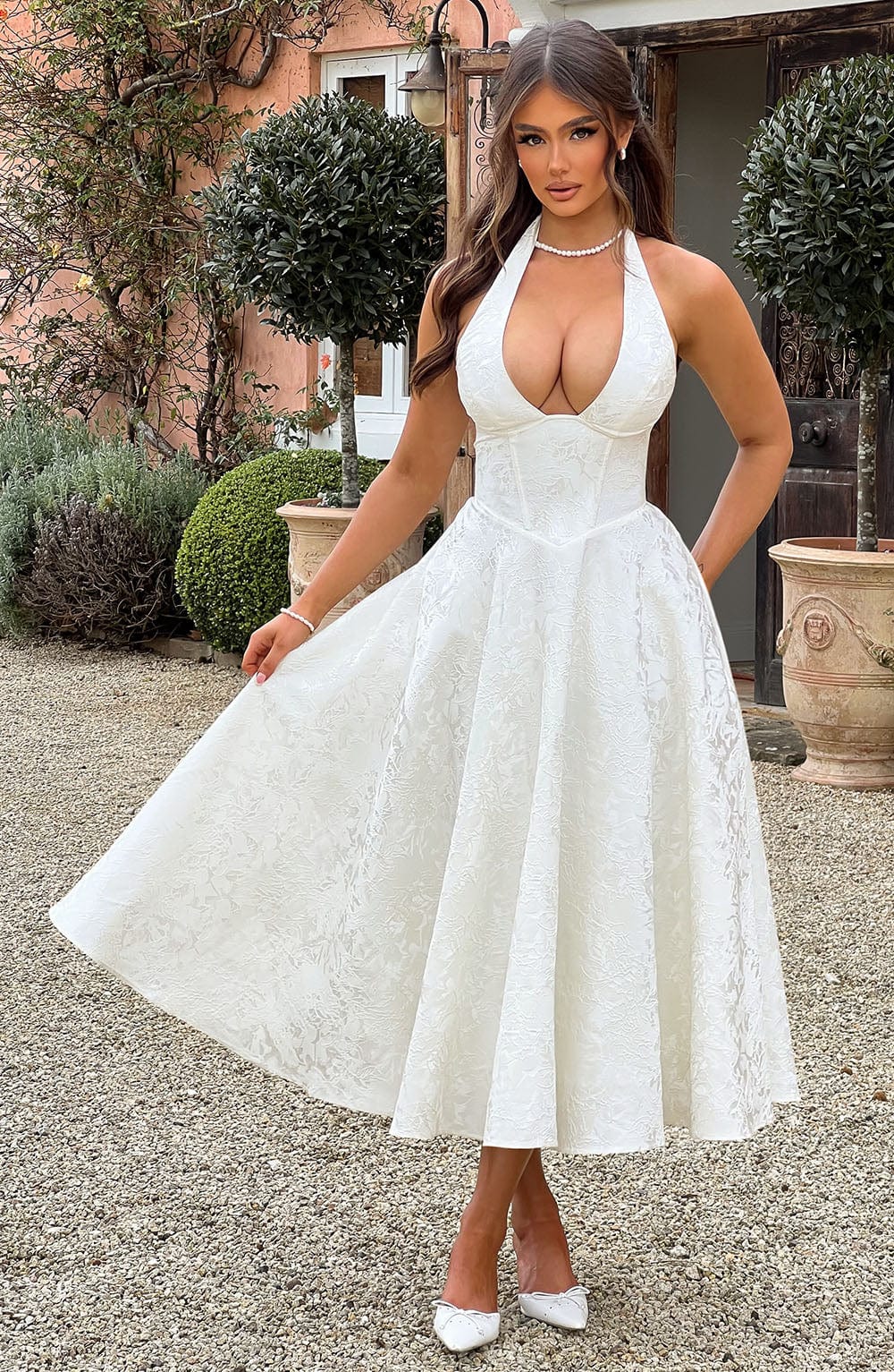 Ara™ | Midi Dress with a High Neckline