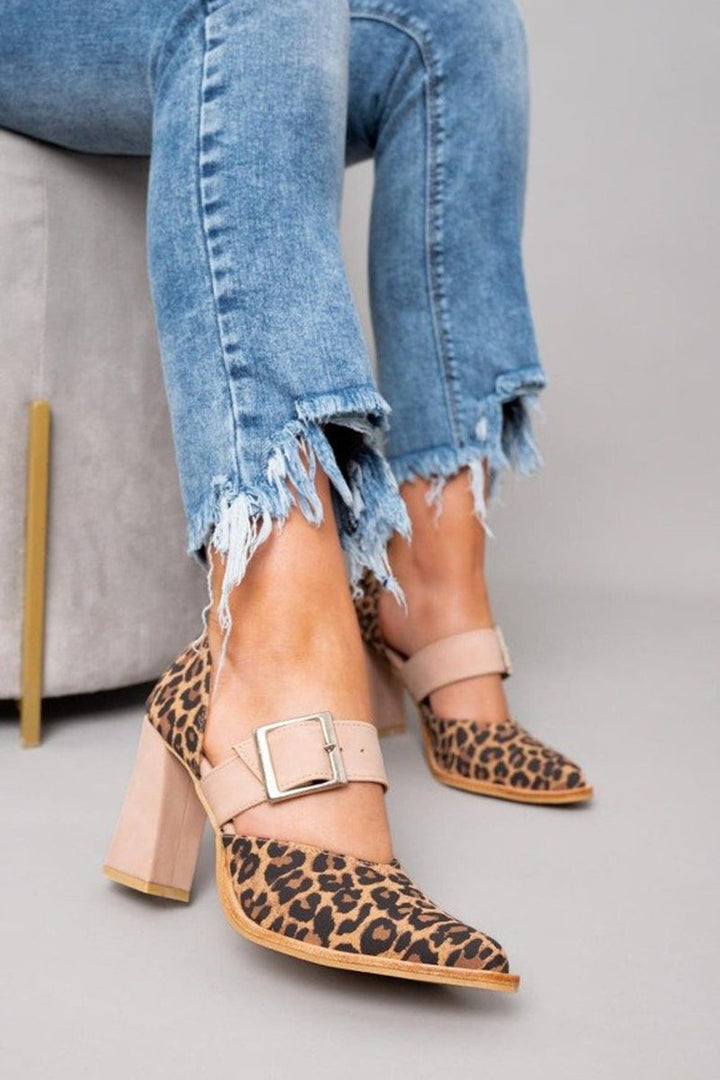 Velveta | Suede Leopard Print Sandals on a Stable Heel