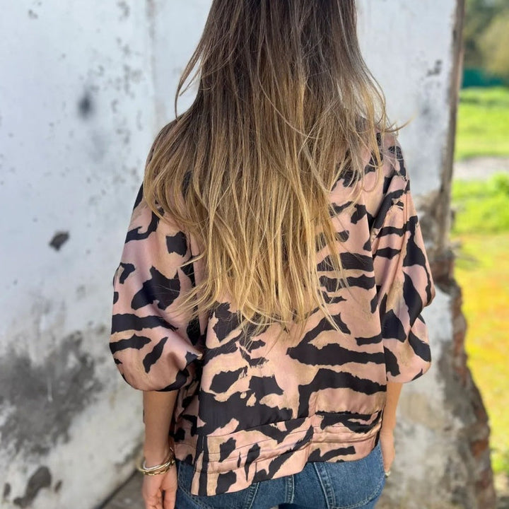Zaira | Spring Zip Jacket with Zebra Pattern