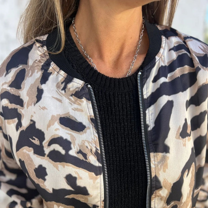 Zaira | Spring Zip Jacket with Zebra Pattern