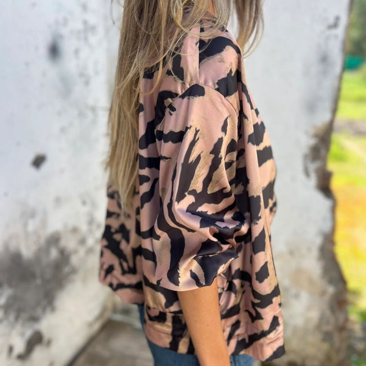 Zaira | Spring Zip Jacket with Zebra Pattern