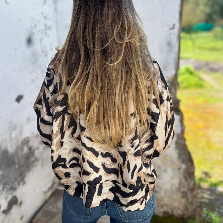 Zaira | Spring Zip Jacket with Zebra Pattern