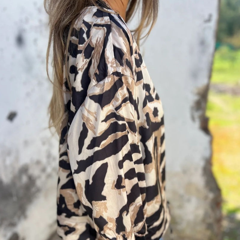 Zaira | Spring Zip Jacket with Zebra Pattern